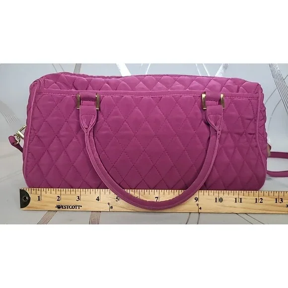 Vera Bradley Pink Quilted Duffel Shoulder Bag Purse Travel Tote Hawthorn Handbag - Picture 8 of 15